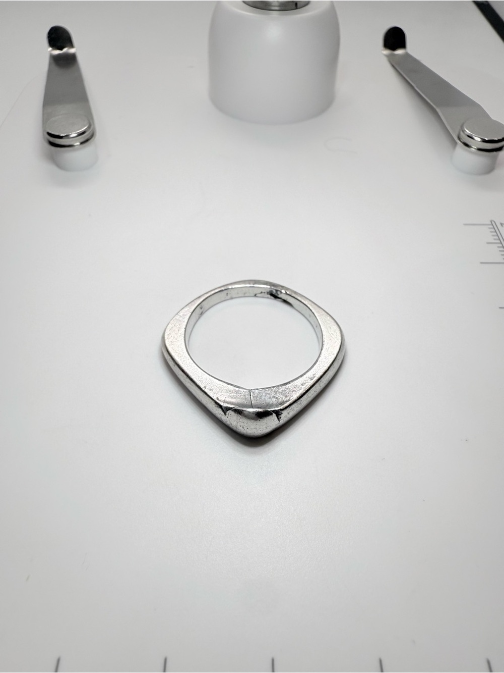 Men's Silver Geometric Signet Ring - Unbranded